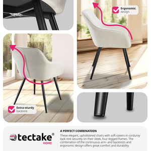 Dining Chair Scandi - Padded Boucle Cover, High Backrest by tectake