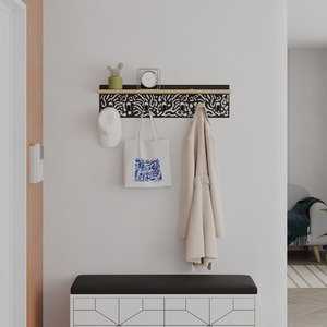 Novo Modern Hanger 7 Hooks with Shelf - Oak by Decortie