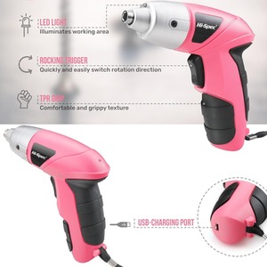 Electric Screwdriver Cordless 23 Drill Bit Set Pink - Pink
