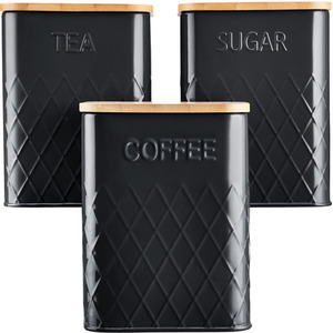 3 Piece Kitchen Storage Set Square - Black by Cooks Professional