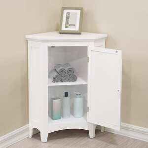 Teamson Home Wooden Bathroom Corner Cabinet Standing White ELG-586 - White by Teamson Home