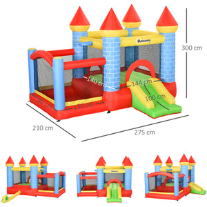 Outsunny Kids 4 in 1 Bounce Castle House Inflatable - Red by Outsunny