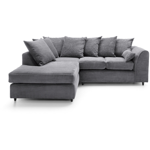 Jumbo Cord Corner Sofa in Grey Left - Grey by Abakus Direct