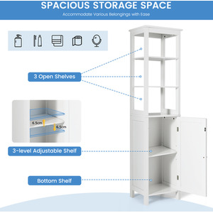 Bathroom Floor Cabinet with 3-Tier Shelf - White by Costway