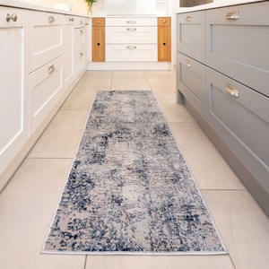 Silver Navy Blue Distressed Abstract Modern Textured Area Rug - Navy / 240cm by The Rug House