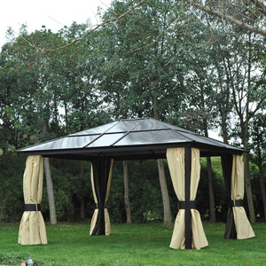 Outsunny 4.3 x 3.6m Patio Aluminium Gazebo Canopy Marquee Party Tent - Brownish black frame by Outsunny