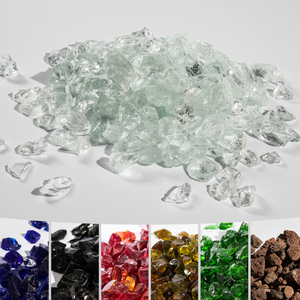 4kg Clear Tempered Fire Glass Lava Rocks for Outdoor Gas Fire Pits - Yellow by Teamson Home