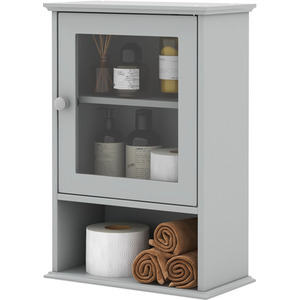 Bathroom Wall Cabinet Single Door Medicine Cabinet - Grey by Costway