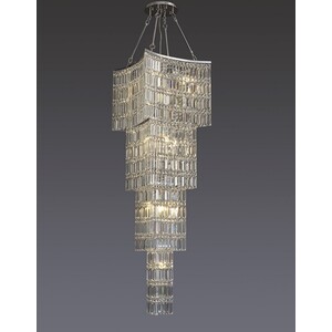 Gianni Tall Ceiling Pendant Chandelier 11 Light Polished Chrome, Crystal - Polished Chrome