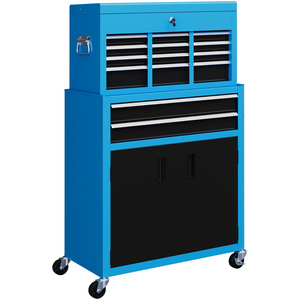 HOMCOM Portable Tool Chest with Wheels Drawers for Garage - Blue by HOMCOM