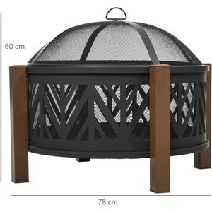 Outsunny 78cm 2 In 1 Outdoor Fire Pit - Black, Brown by Outsunny
