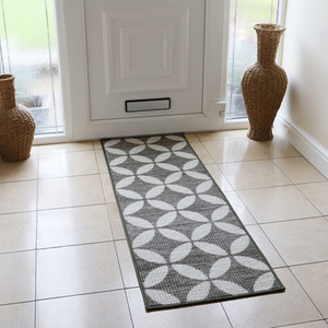 JVL Fiora Machine Washable Runner Mat, 50 x 150 cm, Pewter - Pewter by JVL