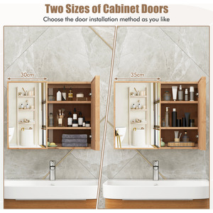 Bamboo Double Door Medicine Cabinet - Natural by Costway
