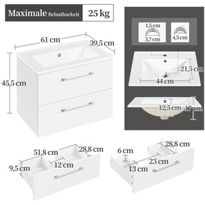 Yaheetech Bathroom Wall Cabinet with Ceramic Sink - White by Yaheetech