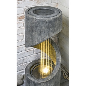Twirl Fountain With LED Light - Grey by My Garden