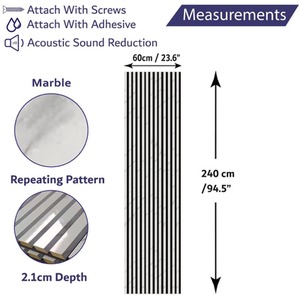 Wooden Slatted 3D Acoustic Wall Panelling - Marble / 240cm by Home Treats