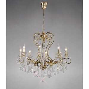 Vela Ceiling Pendant Chandelier 8 Light French Gold, Crystal - French Gold