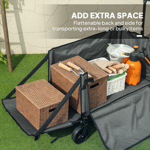 Outsunny Folding Trolley on Wheels with Openable Sides - Grey by Outsunny