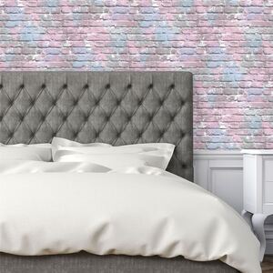 3D Brick Effect Wallpaper Paint Slates Stones Rustic Wallpaper - Lilac, Pink, Blue by YoL