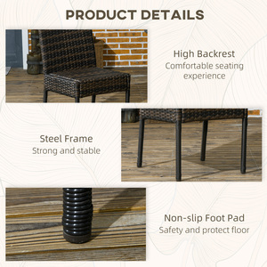 Outsunny Cushioned 2 Pieces Rattan Garden Chairs by Outsunny