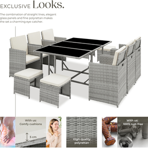 Malaga 641 Rattan Garden Furniture Set with Protective Cover by tectake