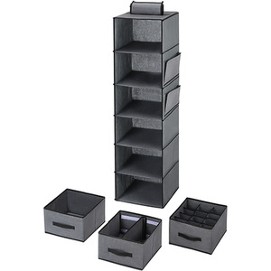 6 Tier Closet Hanging Storage Organizer - Grey by Garden Sanctuary