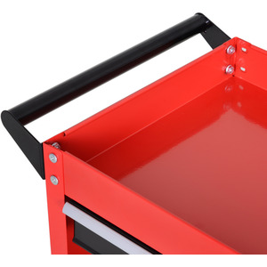 DURHAND 3-Tier Tool Trolley Cart Storage Shelf Roller Cabinet - Red by DURHAND
