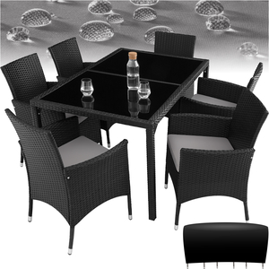 Rattan Garden Furniture Set 61 With Protective Cover - Black/Grey by tectake