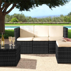 3PC Rattan Garden Patio Furniture Set - Black by Comfy Living