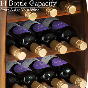 Wooden Barrel Wine 14 Bottle Holder - Brown by Christow