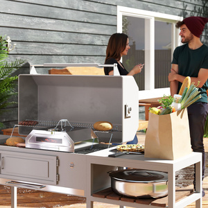 Outsunny Portable BBQ Pizza Oven with Carry Handles - Silver by Outsunny