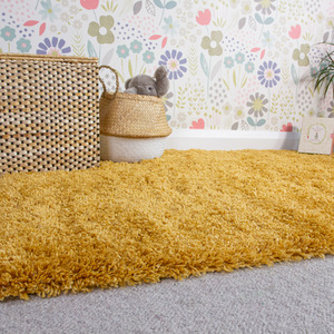 Super Soft Yellow Ochre Shaggy Living Area Rug by The Rug House