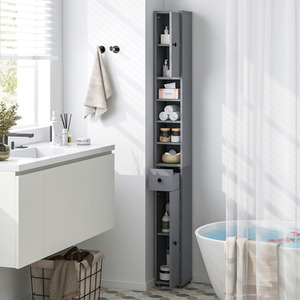 Slim Bathroom Tall Cabinet - Grey by Costway