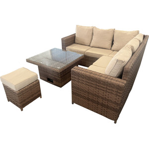 Carolina Compact Rattan Conversation Set - Brown