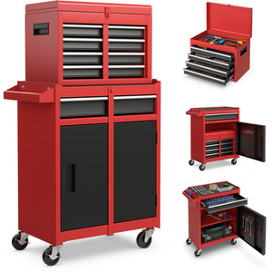 2-in-1 Rolling Tool Chest - Red & Black by Costway