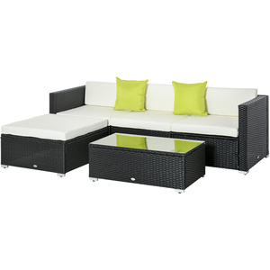 Outsunny 5 Pieces Rattan Sofa Set - Black by Outsunny