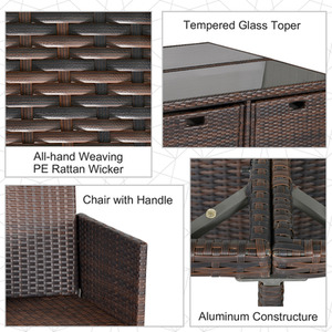 Outsunny 9 Piece Rattan Dining Set Garden Furniture - Brown by Outsunny