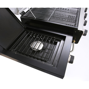 Outdoor Gas BBQ Grill Trolley With Side Shelf - Silvery Black / 134cm by Livingandhome