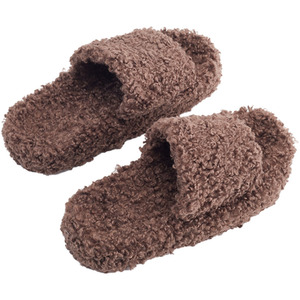 Soft Plush Open-Toe Cotton Slippers by Livingandhome