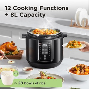 Midea Multifunctional Pressure Cooker with Non-Stick Inner Pot - Black by Midea