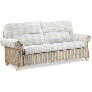 Clifton Cane Conservatory 3 Seater Sofa with Athena Check Cushions - Neutral by Desser