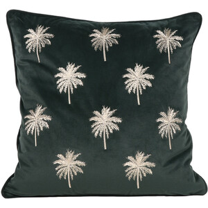 Velvet Palm Embroidered Cushion - Black by Divante