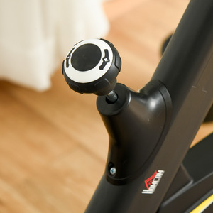 HOMCOM Upright Exercise Bike with Adjustable Resistance Seat - Black and Yellow by HOMCOM