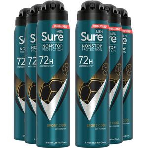 Sure Men Anti-Perspirant 72H Nonstop Protection Sport Cool Deodorant - Green / 6 by Sure