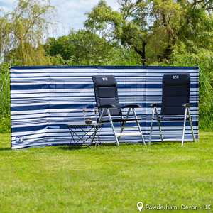 Striped Wooden Pole Camping Windbreak - Navy Blue / 360cm by Trail
