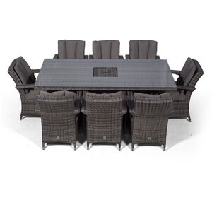 Arizona Square Rattan Patio Dining Set with Ice Bucket Drinks Cooler - Grey / 8 by Giardino