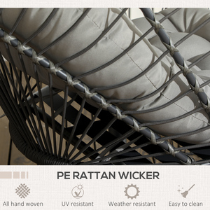 Outsunny Cushioned PE Rattan Hanging Swing Chair with Stand - Light Grey by Outsunny