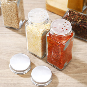 24-Piece Glass Spice Jars with Airtight Aluminum Lids - Silver by Livingandhome