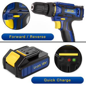 Cordless Drill Driver 18-20V Li-Ion Electric LED Light Screwdriver - Blue by Skotek