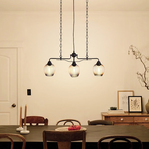 3-Light Glass Chandelier - Black by Livingandhome